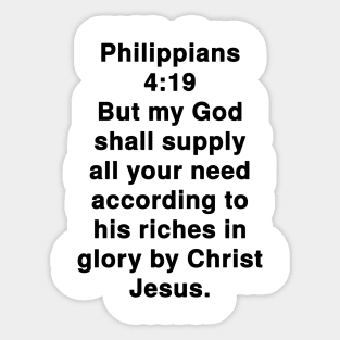 Philippians 4:19 King James Version Bible Verse Typography Sticker